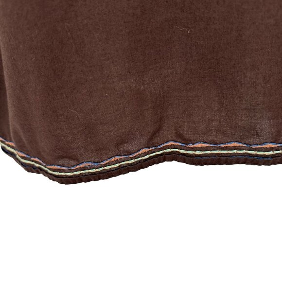 Talbots Womens Embroidered Brown 3/4 Sleeve V-Neck Stretch Top Size XL - Picture 6 of 9